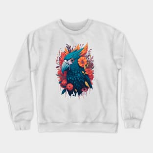 Flower Bloom Cockatoo Parrot Bird In Vintage Retro Style Crewneck Sweatshirt